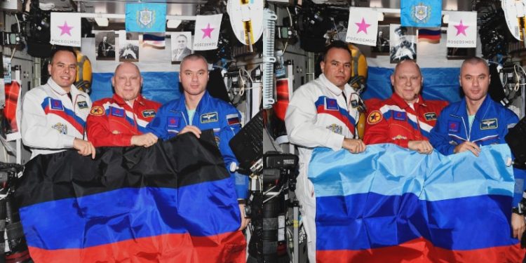 Rus kozmonotlar, uzayda Donetsk ve Luhansk bayrakları açtı