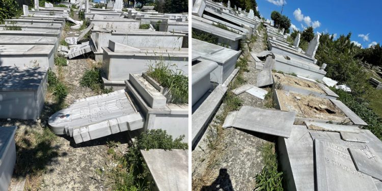 Yahudi mezarlığına çirkin saldırı; mezar taşları tahrip edildi