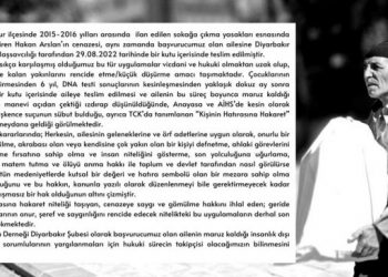 İHD Diyarbakır Şubesi’nden Arslan’ın cenazesine ilişkin açıklama
