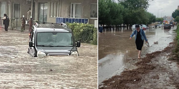 Bursa’yı sel vurdu, araçlar mahsur kaldı