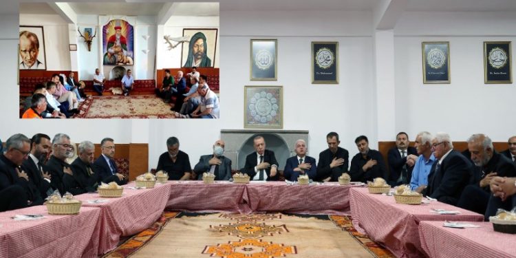 Erdoğan cemevindeki Hz. Ali resmini kaldırttı, dede postuna kendisi oturdu