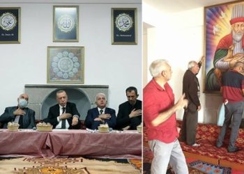Erdoğan'ın ziyareti &ouml;ncesi kaldırılan resimler, cemevine yeniden asıldı