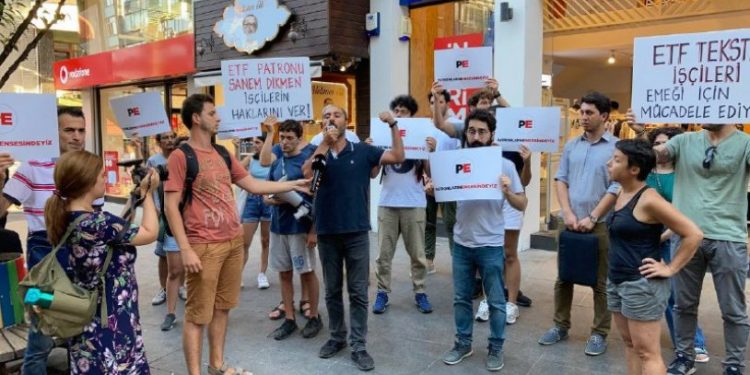 Patron polis eşliğinde ürünleri kaçırmıştı: ETF Tekstil işçileri için Patronların Ensesindeyiz Ağı'ndan eylem