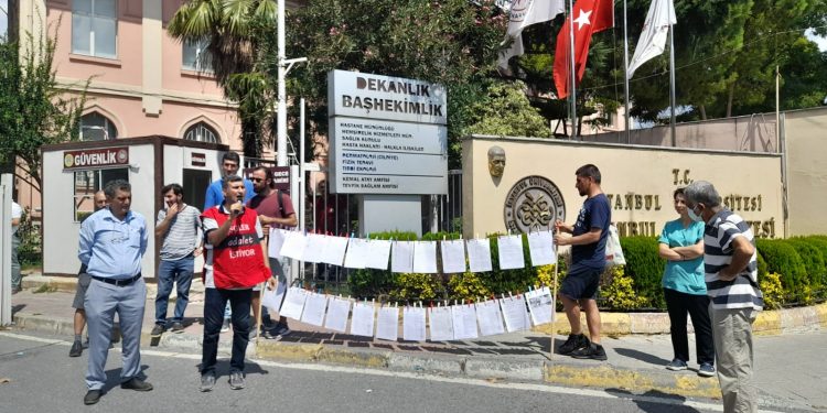 Taşeron işçi Cemal Bilgin Çapa önünde eylem yaptı: ‘İşimizi geri alacağız’