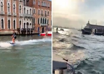 Venedik’te Büyük Kanal’da sörf yapan turistlere 1500'er euro ceza
