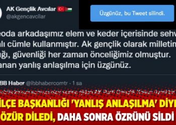 AKP il&ccedil;e başkanlığı 'yanlış anlaşılma' diyerek, &ouml;z&uuml;r diledi. Daha sonra &ouml;zr&uuml;n&uuml; sildi