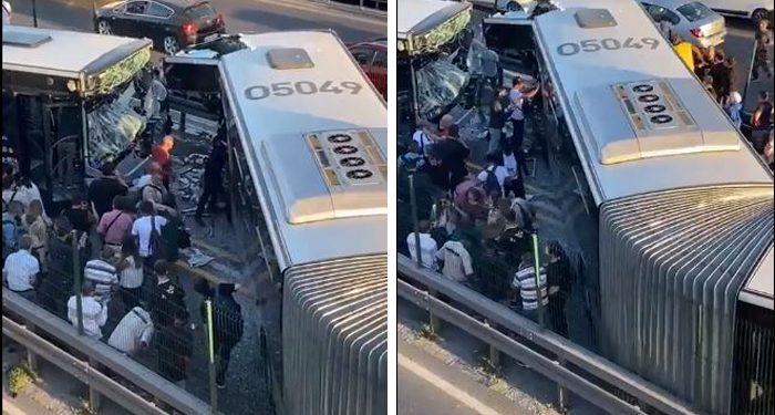 Avcılar’da metrobüsler kafa kafaya çarpıştı; çok sayıda yaralı var