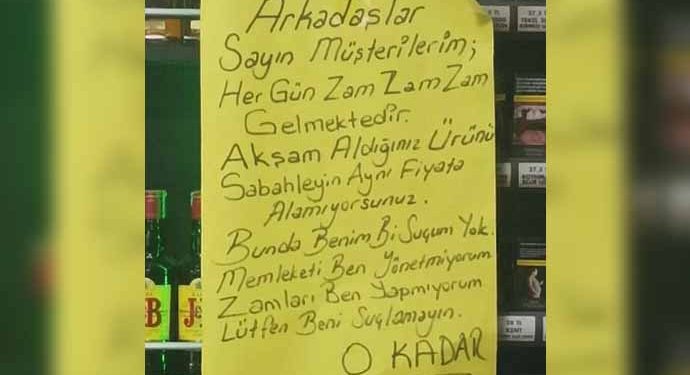 Tekel bayiinden ‘ülkeyi ben yönetmiyorum’ afişi: Zamları ben yapmıyorum