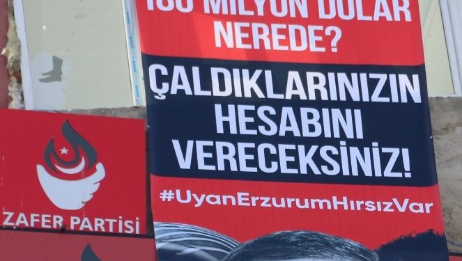 ‘Uyan Erzurum, hırsız var’ pankartı indirildi