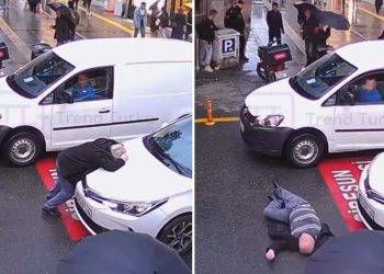 Giresun’da otomobile çarpan yayadan Oscarlık performans
