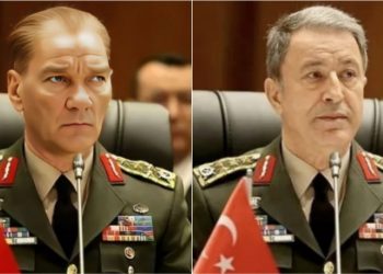 Hulusi Akar’ın fotoğrafını yapay zeka canlandırmasıyla Atatürk’e dönüştürdüler