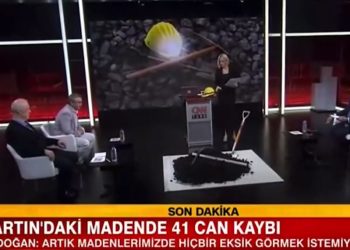 Maden faciasına yakından bakmak için CNN Türk, stüdyoya kömür yığdı!
