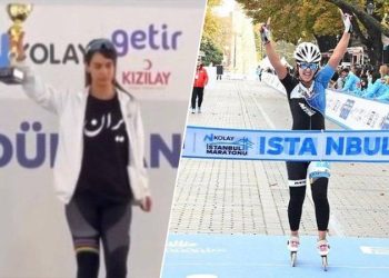 İran Spor Bakanlığı, İstanbul Paten Maratonu birincisi Nilüfer Merdani'nin madalya törenine başörtüsüz çıkmasını kınadı