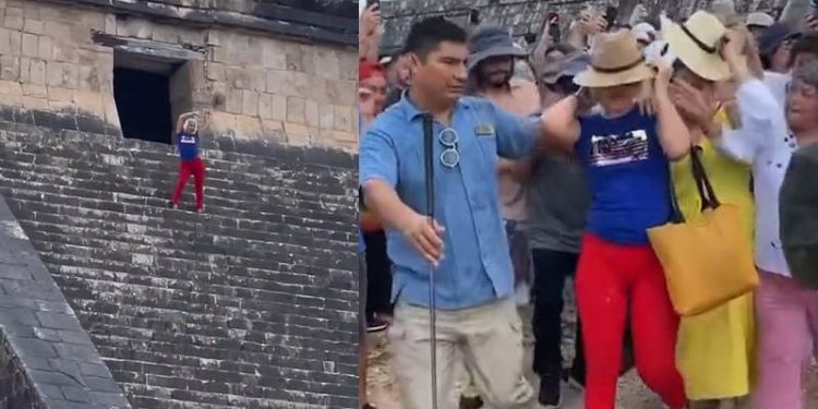 Maya piramidine çıkıp dans eden turist linç edilmek istendi