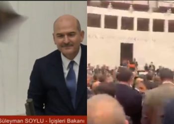 Süleyman Soylu'ya fotoğraf fırlatıldı, Meclis'te tansiyon bir kez daha yükseldi