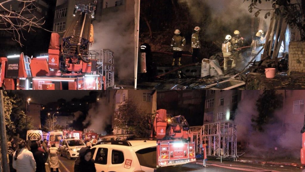 Üsküdar'da prefabrik yapı imalathanesinde yangın