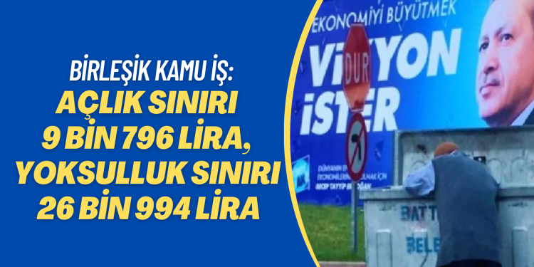 Birleşik Kamu İş: Açlık sınırı 9 bin 796 lira, yoksulluk sınırı 26 bin 994 lira