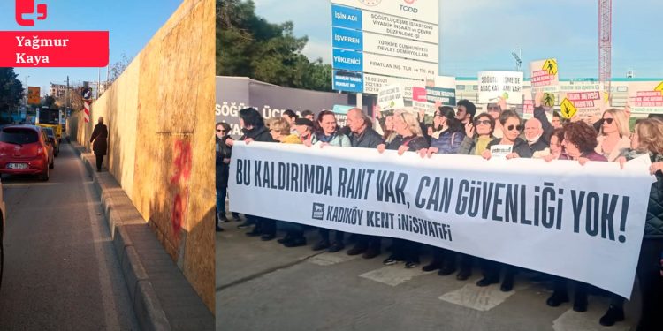Söğütlüçeşme'deki viyadük inşaatı yola taştı, yayalar yola çıkmaz zorunda kalıyor