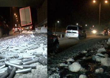 Yolun bir tarafına perçin diğer tarafına hafriyat döküldü