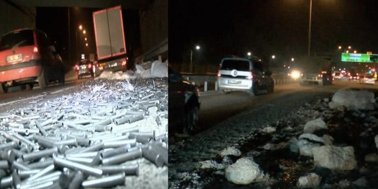 Yolun bir tarafına perçin diğer tarafına hafriyat döküldü