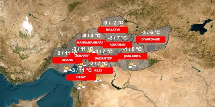 Deprem bölgesinde hava sıcaklığı düşecek
