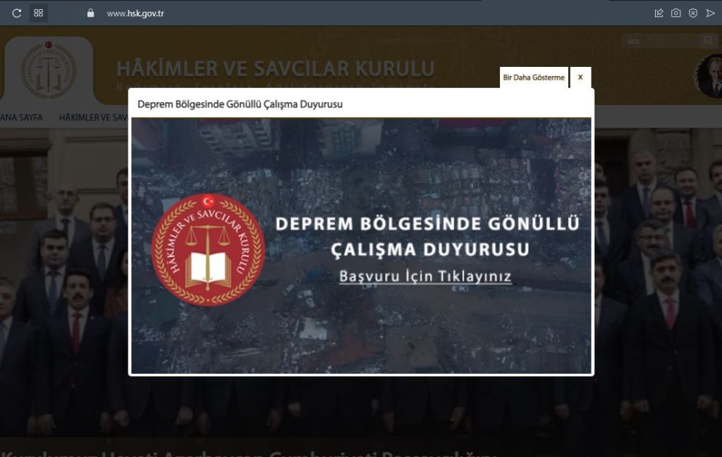 HSK, deprem bölgesine gönderecek gönüllü hakim ve savcı arıyor!