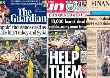 İngiltere basını Maraş depremlerini manşetten gördü