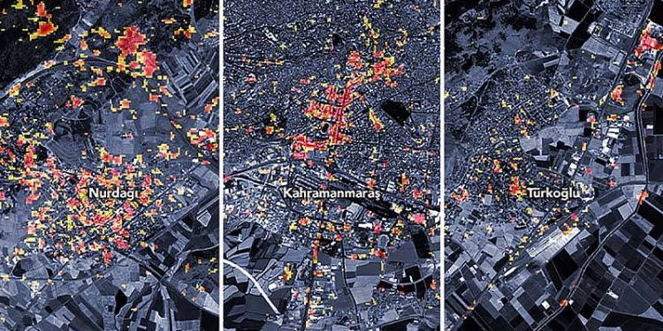 NASA'dan 'Kahramanmaraş' merkezli depremin hasarını gösteren harita