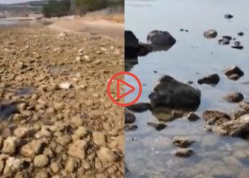 Saros Körfezi’nde deniz suyu metrelerce çekildi