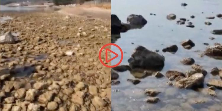 Saros Körfezi’nde deniz suyu metrelerce çekildi