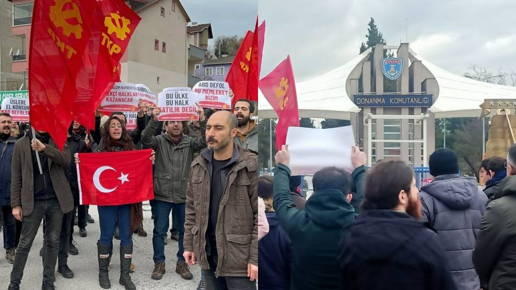 TKP Donanma Üssü önünde ABD savaş gemisini protesto etti