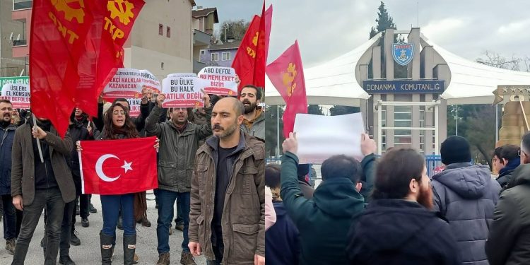 TKP Donanma Üssü önünde ABD savaş gemisini protesto etti