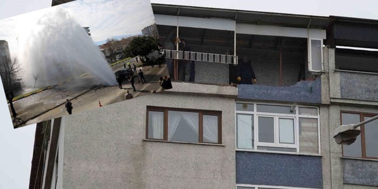 Basınçlı suyun ulaştığı binada faciayı korkuluklar önlemiş