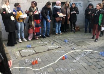 Belçika Dışişleri Bakanlığı önünde, depremzedeler ile daha fazla dayanışma çağrısı yapıldı