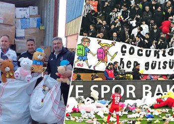 Beşiktaş tribünlerinden atılan oyuncaklar İskenderun'da