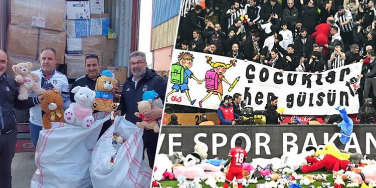 Beşiktaş tribünlerinden atılan oyuncaklar İskenderun'da