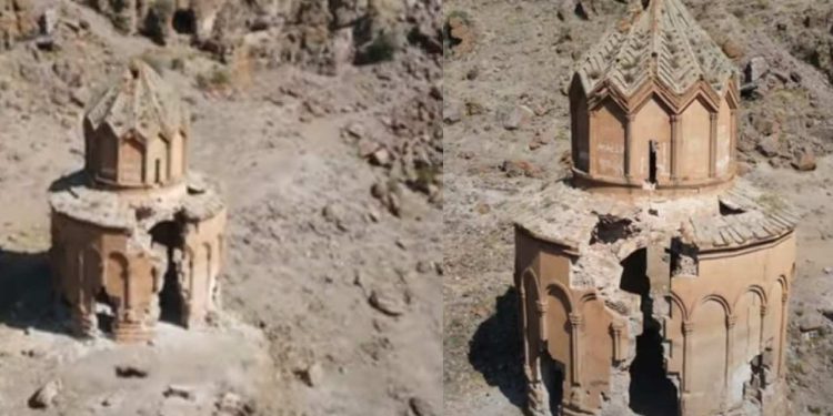 Digor'daki tarihi Beş Kiliseler'den geriye kalan Aziz Sarkis Kilisesi yıkılıyor