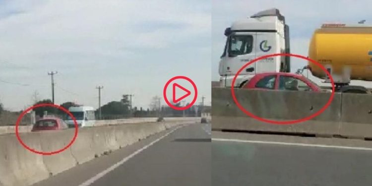 Kara yolunda otomobiliyle ters şeritte ilerledi, görenleri korkuttu