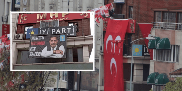 Bahçeli'nin Kastamonu mitingi öncesi 'Sinan Ateş' pankartı mücadelesi: İYİ Partililer astı, MHP'liler engellemeye çalıştı
