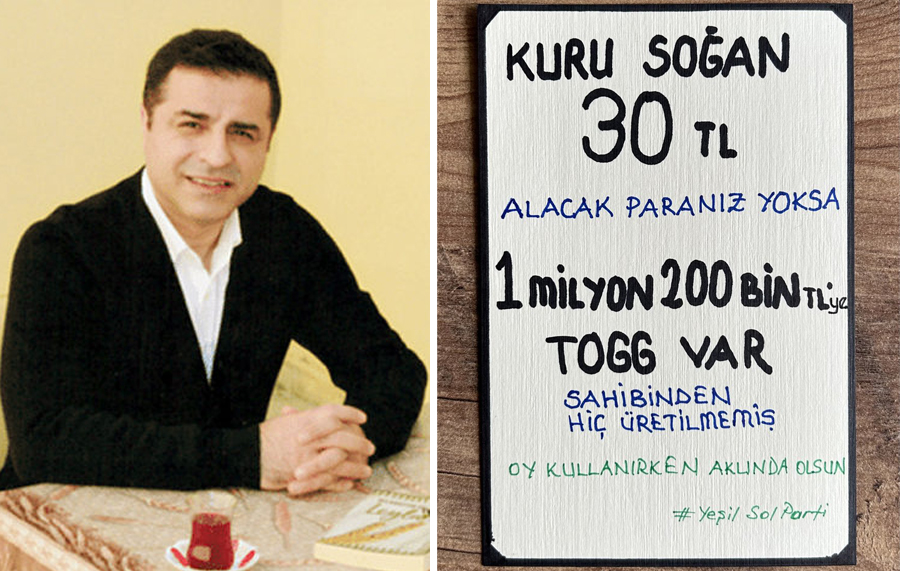 Demirtaş’tan ‘soğan alacak paranız yoksa 1 milyon 200 bin TL’ye TOGG var’ paylaşımı