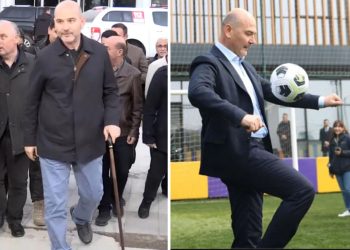 Deprem bölgesinde bastonla dolaşan Soylu’dan İstanbul’da futbol şov