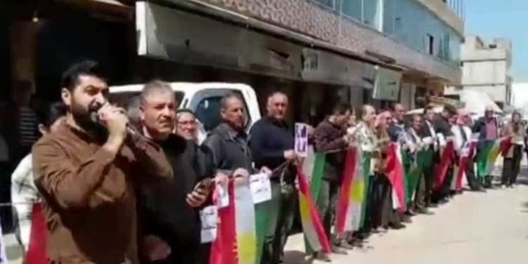 ENKS, Newroz katliamına karşı Haseke'de eylem yaptı: 'Silahlı gruplar Afrin'den çıkarılmalı'