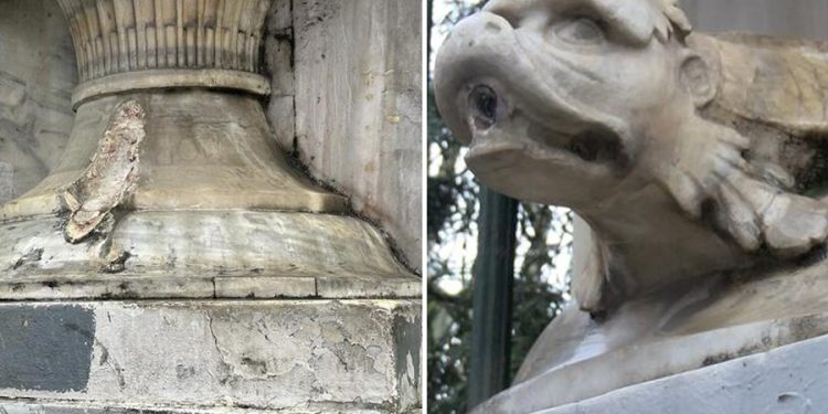 Galatasaray Lisesi’nin kapısındaki tarihi ‘İkiz yılan’ heykellerinden biri kayıp
