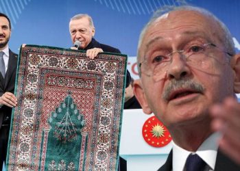 Millet İttifakı’nın cumhurbaşkanı adayı CHP lideri Kemal Kılıçdaroğlu, İstanbul’un Bağcılar ilçesinde katıldığı toplu açılış töreninde kürsüde seccade göstererek seccadeye basmasıyla ilgili kendisine yüklenen Cumhurbaşkanı ve AKP Genel Başkanı Recep Tayyip Erdoğan’a sert çıktı.