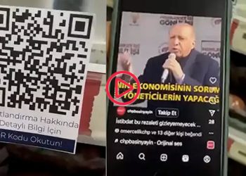 Market raflarında QR kodlu Erdoğan videosu