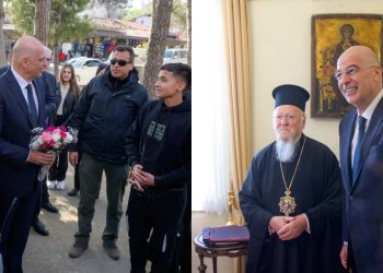 Yunan Dışişleri Bakanı Niko Dendias Gökçeada'da; Patrik ile buluştu, okulları ziyaret etti