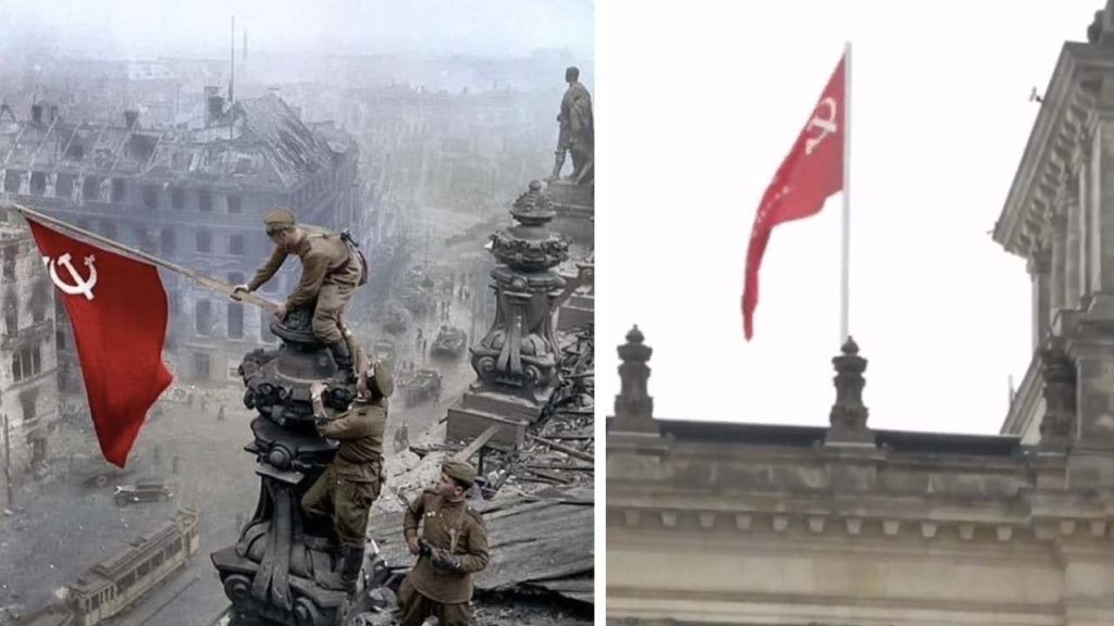 78 yıl aradan sonra ilk: Reichstag'ın tepesine kızıl bayrak dikildi