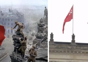 78 yıl aradan sonra ilk: Reichstag'ın tepesine kızıl bayrak dikildi