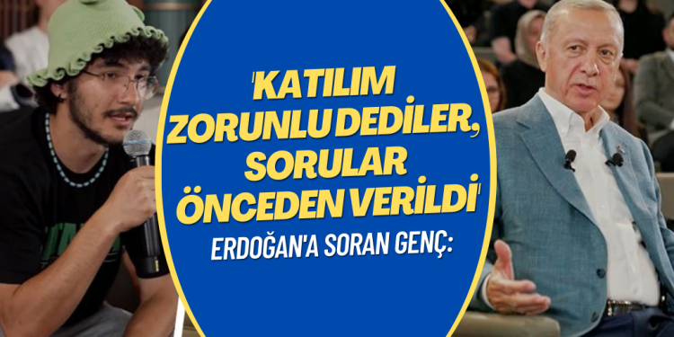 Erdoğan’a soru soran ‘kurbağa’ şapkalı genç: Katılım zorunlu dediler, sorular önceden verildi