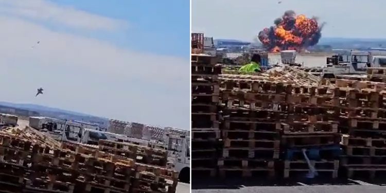İspanya’da savaş uçağı yere çakıldı: Uçak alev topuna döndü